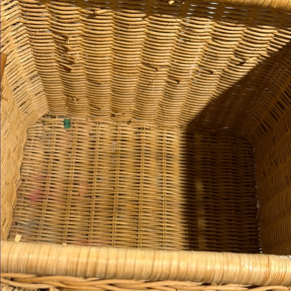 Two Adorable Vintage Elephant Design Wicker Storage Trunks/Baskets - Brown